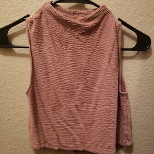 Faux Neck Woven Crop Top